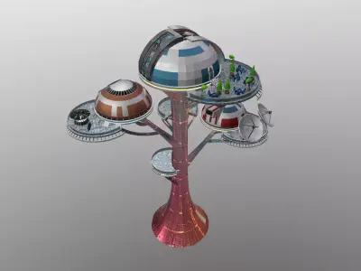 Cyberpunk City - Building 53 Low-poly 3D model