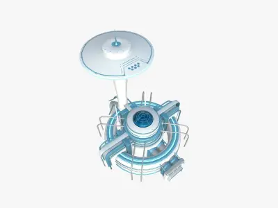 SciFi Facility D01 White Blue - Sci Fi Exterior Design Low-poly 3D model