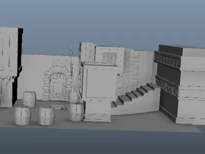 cartoon street Low-poly 3D model