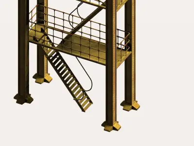 Multi-floor industrial type high platform Low-poly 3D model