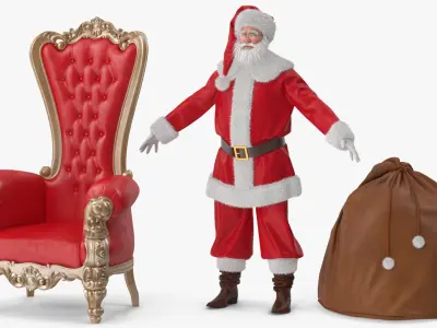  Santa Claus with a Bag and a Throne Chair 2 
