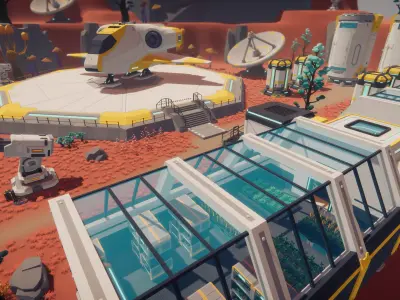 Low Poly Sci-Fi Planet Base Low-poly 3D model