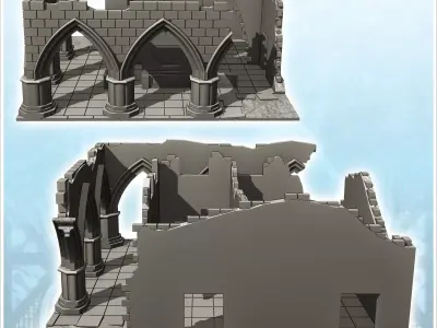 Ruined building with external courtyard with arches 21 - Modern  3D print model