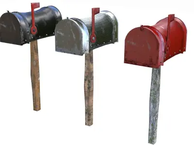 Old Mailboxes Collection Lowpoly 3D Model Pack