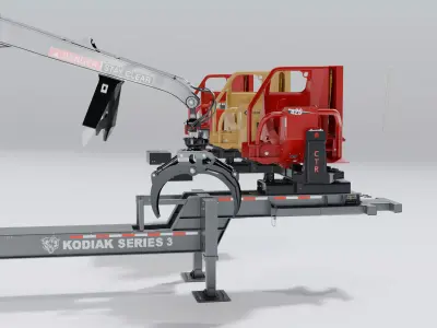 Knuckleboom Log Loader Pack with Trailer-Delimber-Grapple 3D model