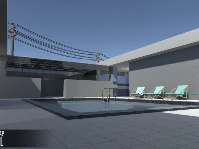 FPS map - pool Low-poly 3D model