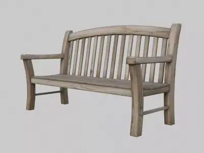 Bench outdoor - aged wood Low-poly 3D model