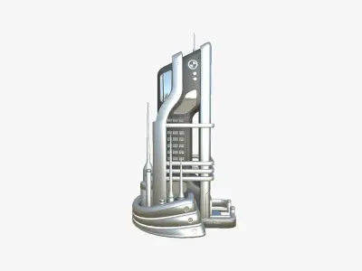 SciFi Building A08 Metallic - Sci Fi Exterior Design Low-poly 3D model