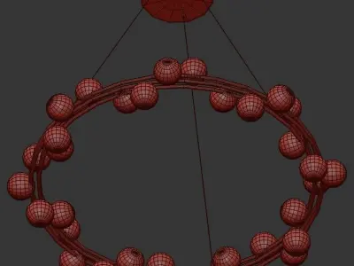 Berries circular chandelier with balls hanging from it 3D model