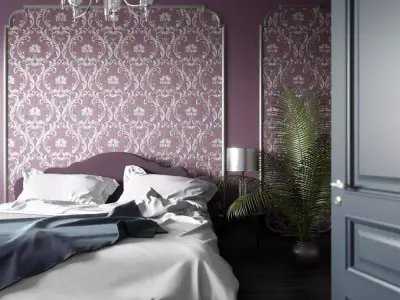 Royal Plum Damask Wallpaper Texture