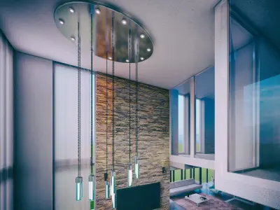 Chandelier for Double Height Loft Lighting 3D model