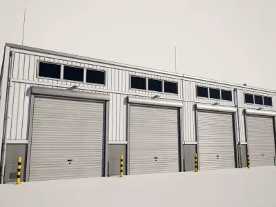  Industrial Warehouse Building Low-poly 3D model