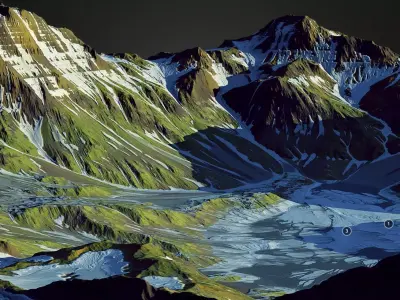 Melting Mountain Lake - World Machine Low-poly 3D model