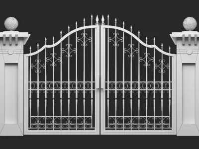 A Gate wrought iron with lights 3D model