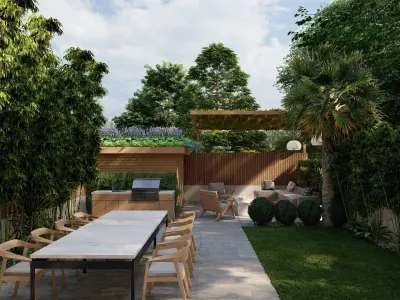 3D Exterior Scene 3D model design garden and landscape 3D model 7
