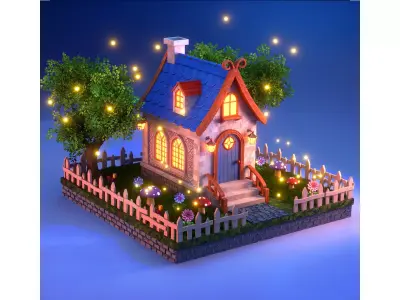 Cute Stylized House Low-poly 3D model