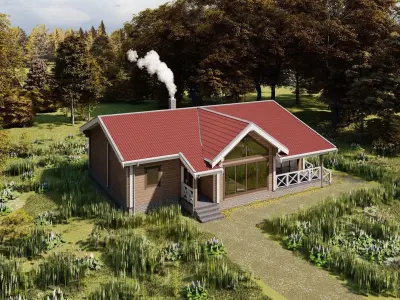 3D model of a wooden house 3D model 12