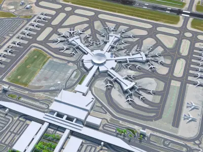 Ben Gurion Airport 10km Low-poly 3D model