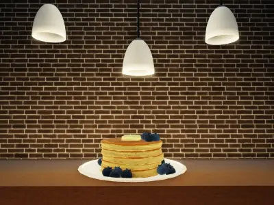 Pancakes With Blueberrys 3D Model Low-poly 3D model
