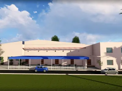 Community building with columns and pillars 3D model