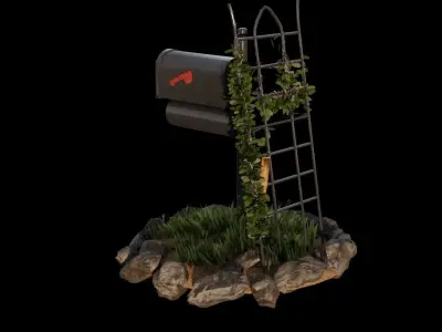 Mailbox with minor landscape Low-poly 3D model