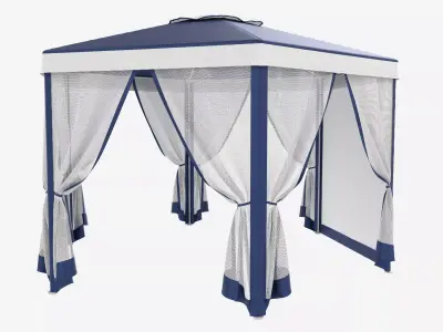 Hexagonal Garden Gazebo with Side Panels 01 3D model