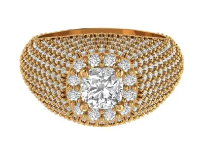 Cushion Square Gents Ring 3D print model