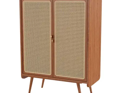 Homary-Nordic Walnut Shoe Cabinet 3D model