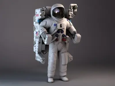 NASA Astronaut with MMU backpack rigged for Maya 3D model