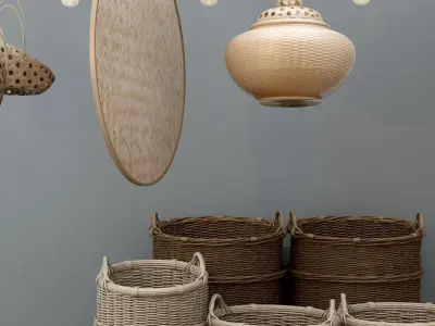 Style Bamboo Chinese Parts Weaving 3D model