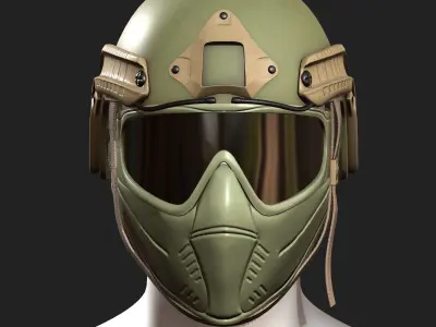 Helmet mask scifi military combat 3d model low poly  Low-poly 3D model