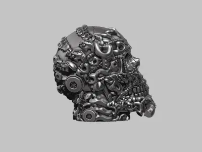 Robot Skull Headphone Stand  Cyborg Headset Stand  3D print model