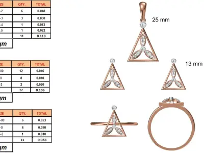 Light wt Ring Earrings Pendant set stl jcd 1-render details 3D print model 27