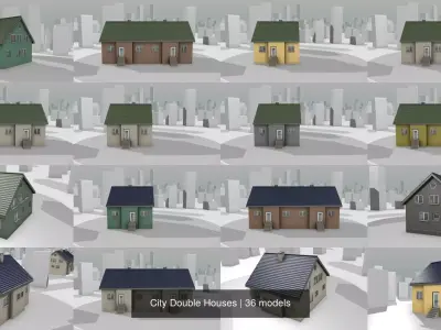 City Double Houses 3D Model Pack