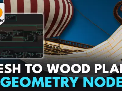 Blender 4 Procedural Planks from a 2D plain with Geometry Nodes 3D model
