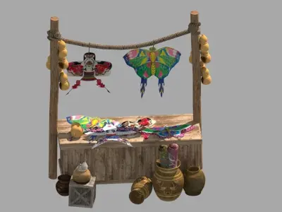 Asian Ancient street stalls 3D model