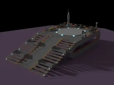 Low Poly Spaceship Platform Low-poly 3D model