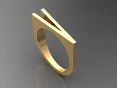 alphabet ring letter V 3D print model