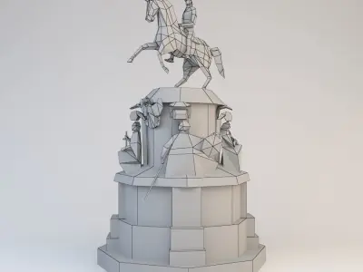 Nicholas 1 statue of man riding horse Low-poly 3D model