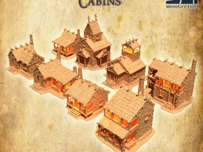 Modular Forest Cabins Tabletop Terrain 28 MM 3D print model