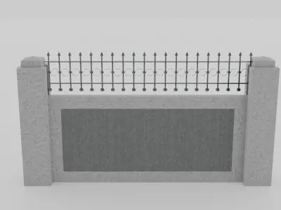 Concrete Fence Modular 3D model