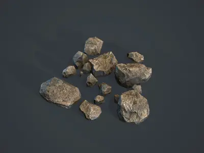 Rock Boulder 10 Rubble Low-poly 3D model