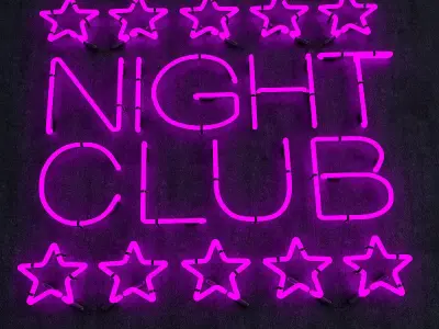 Night Club Neon Sign Low-poly 3D model
