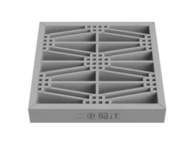Futeashokko art deco window frame with geometric design 3D print model