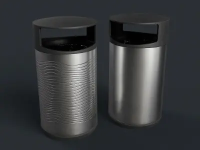 Street Trash Can 26 PBR Game Ready Low-poly 3D model