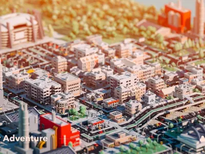 City Adventure Low-poly 3D model