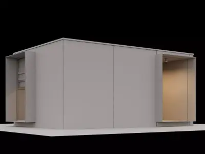 Container hotel modul with furniture 3D model