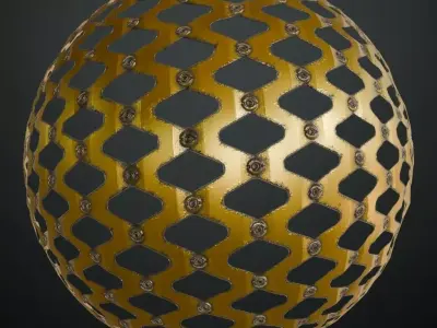 Rusty Gold Sci-Fi Metal Mesh Transparent PBR Seamless Texture