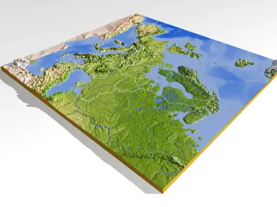 Europe High resolution 3D relief maps 3D model