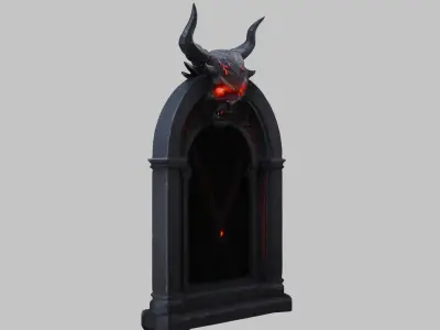 Demonic Door 3D Model - Fantasy Ornament Low-poly 3D model